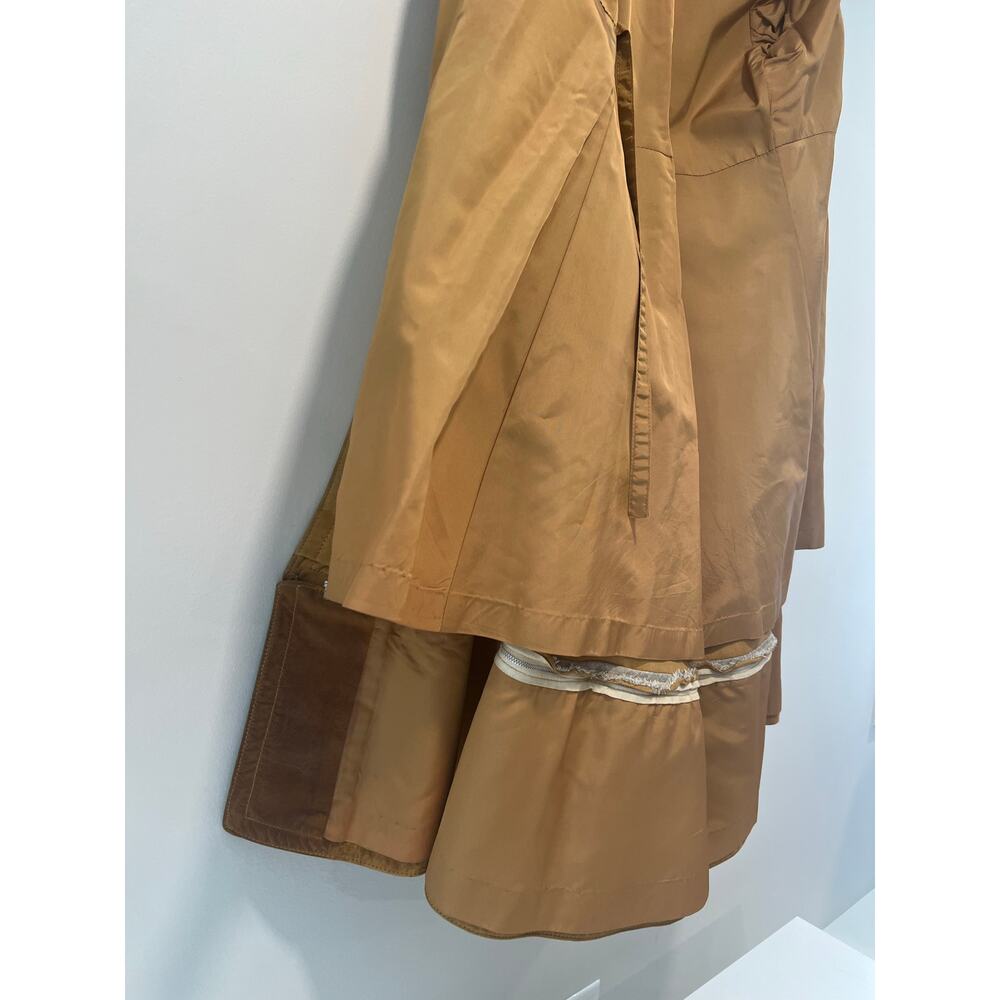 1970s RARE Vintage Leather Patchwork Trench Coat Removable Bottom Small JL - Picture 12 of 16
